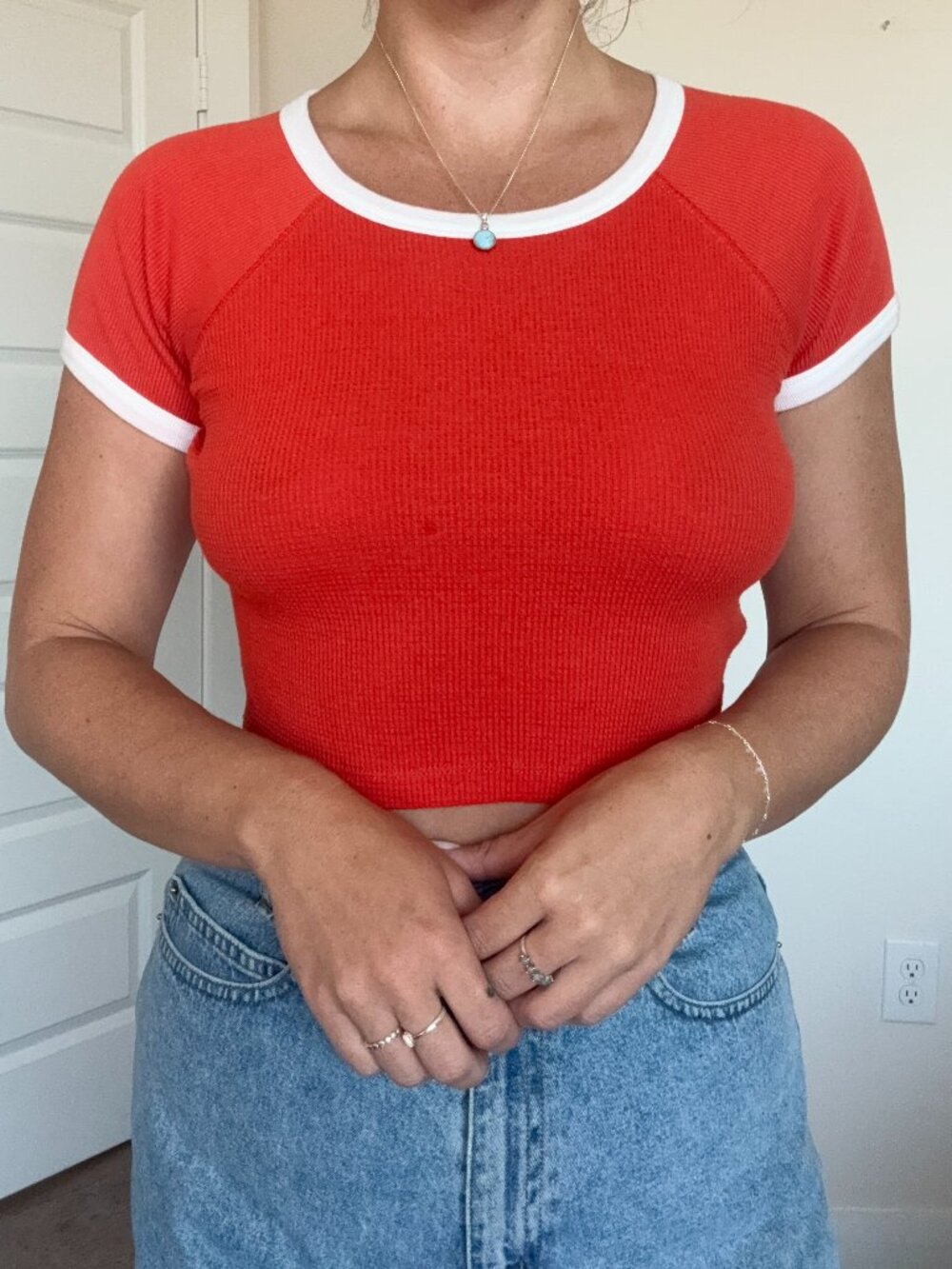 Forever 21 Red and white Ringer Tee M